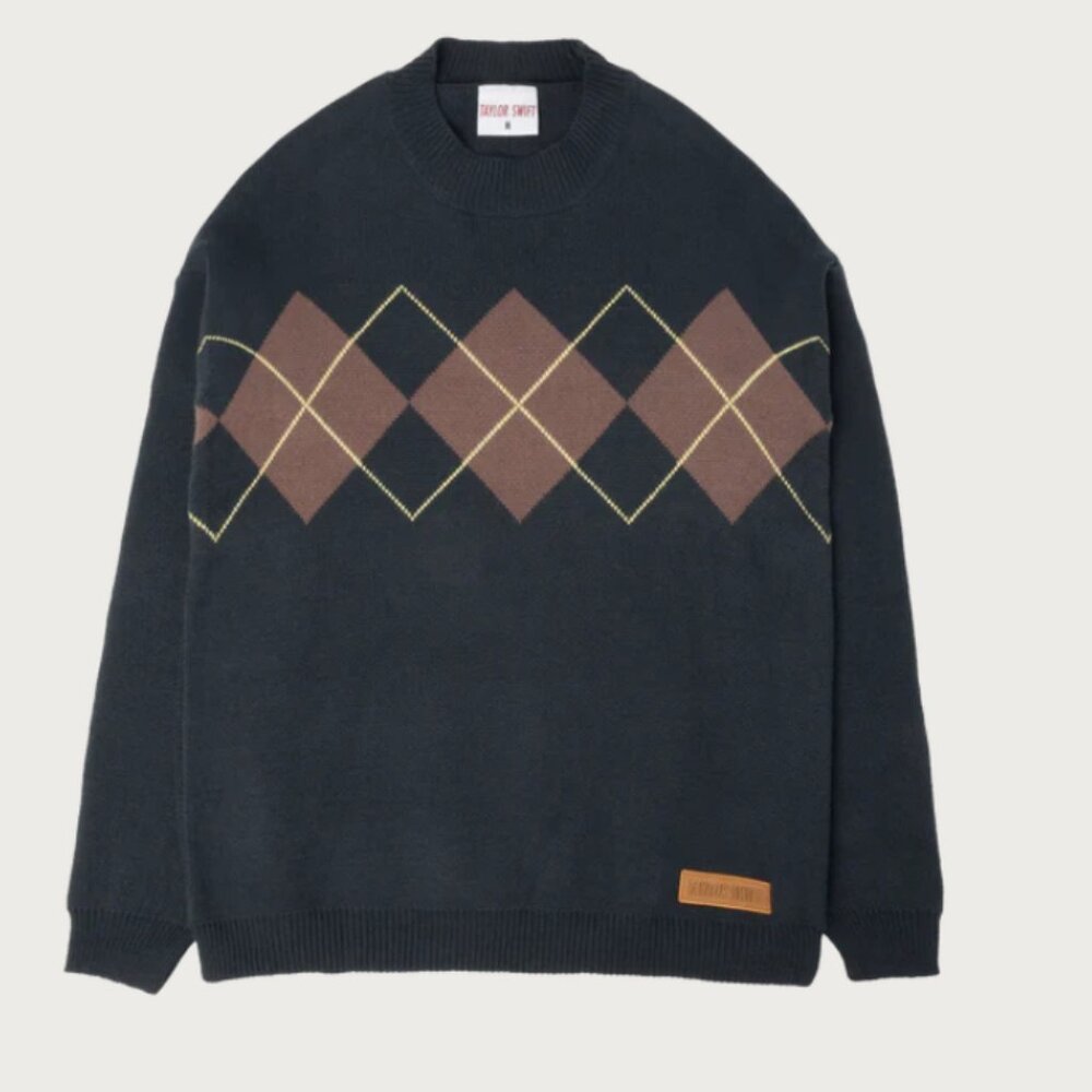 4X Taylor Swift All Too Well Navy Argyle Sweater